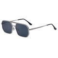 Lunettes de soleil carrées polarisées avec monture en argent et verres gris pour homme - Argent Mat Gris (C9)