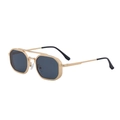 Vintage gold metal square sunglasses with double bridge and dark grey lenses for men - Matte Gold Gray