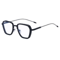 Heren zonnebril met geometrisch zwart montuur en metalen pootjes in een moderne stijl - Zwart Frame Anti-blauw Licht Heldere Lenzen (C7)