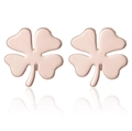 Polished rose gold four-leaf clover stud earrings in stainless steel for women - Four-Leaf Clover Style (258) / Rose Gold
