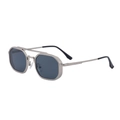 Lunettes de soleil rétro en métal argenté avec double pont et verres gris foncé homme - C6 Argent Mat 3 Gris