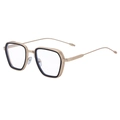 Gafas de sol cuadradas para hombre con montura de metal dorado y detalles negros de moda - Montura Dorada Aro Interior Negro Lentes Anti-luz Azul (C8)