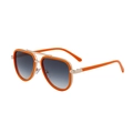 Moderne pilotenzonnebril met oranje montuur, gouden dubbele brug en grijze glazen - Oranje Goud Frame Verloopgrijs Lens