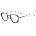 Gafas de sol cuadradas de metal plateado para hombre con patillas de textura vintage - Montura Plateada Carey Negro Lentes Anti-luz Azul (C9)