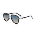 Pilot sunglasses with gold frame and blue-yellow gradient lenses in aviator style - Bright Black Gold Frame Green Yellow Lens