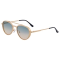 Classic gold aviator sunglasses with gradient blue to brown lenses for men - C4 Matte Gold Green Yellow