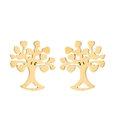 Golden tree of life stud earrings with heart leaves and delicate hollow cut design - Family Tree Style (311) / Gold