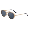 Classic gold metal aviator sunglasses with dark grey lenses and double bridge design - Matte Gold Gray Lens