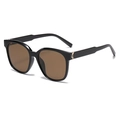 Gafas de sol polarizadas cuadradas, montura negra, lentes té y logo dorado - Marco Negro Brillante Lentes Té (C1-2)
