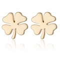 Minimalist gold four-leaf clover stud earrings in polished finish with mirror reflection - Four-Leaf Clover Style (258) / Gold