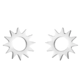 Minimalist silver starburst stud earrings featuring a hollow center in stainless steel - Hollow Sun Style (417) / Steel