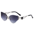 Occhiali da sole cat-eye senza montatura con lenti sfumate viola e montatura argento - Montatura Argento Sfumato Grigio