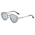 Retro pilot sunglasses with silver metal double bridge frame and light gray lenses - C7 Matte Silver Light Mercury