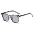 Square transparent grey purple sunglasses with grey lenses and silver metal rivets - Transparent Deep Blue Gray/Light Gray