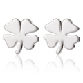 Polished silver stainless steel four-leaf clover stud earrings with mirror reflection - Four-Leaf Clover Style (258) / Steel