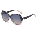 Occhiali da sole polarizzati oversize da donna con lenti sfumate e dettagli in cristallo - 灰浅茶框灰茶片(C2)