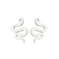 Minimalist silver snake-shaped stainless steel earrings with a sleek winding S-curve design - Steel Color Serpent Design (274 Steel Color)