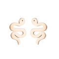 S-shaped snake stud earrings in polished rose gold finish with minimalist curved design - Rose Gold Snake Design (274 Rose)