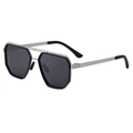 Lunettes de soleil polarisées pour hommes avec monture octogonale et double pont argenté - C2 Noir Brillant Argent Gris