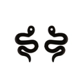 Asymmetric black snake-shaped earrings in polished resin finish for women - Matte Black Snake Design (274 Matte Black)