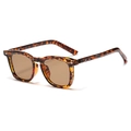 Retro square tortoiseshell sunglasses with brown lenses and silver metallic details - Yellow Tea Tortoise/Brown