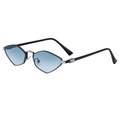 Occhiali da sole poligonali con lenti sfumate blu e cerniere in metallo argento - Montatura Argento Nero Lente Sfumata Verde Grigio