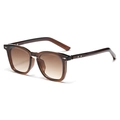 Lunettes de soleil carrées marron translucide avec verres dégradés thé et rivets - Marron Foncé Translucide/Brun Dégradé