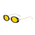 Retro round sunglasses with bright yellow transparent lenses and black golden frames - Bright Black Frame Yellow Lens (C6)