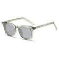 Lunettes de soleil carrées avec monture vert transparent et verres gris de style moderne - Vert Clair Translucide/Gris Clair