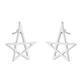 Minimalist silver-tone hollow pentagram stud earrings with a modern geometric star design - Pentagram Style (420) / Steel