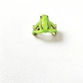 Adjustable frog hug ring in green enamel and gold-plated finish for a quirky style - Adjustable Open / Green
