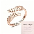 Detail of rose gold angel wing ring with Always with you engraving and gift card - Angel Wing Open Ring (With Accessories) / Rose Gold Ring With Card
