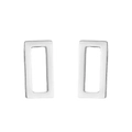 Macro shot of minimalist hollow rectangular stud earrings with polished silver finish - Rectangular Steel Color (422 Steel Color)