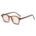Gafas de sol cuadradas marrón translúcido para hombre con lentes rosas y remaches plata - Té Oscuro Translúcido Naranja Atardecer