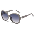 Damen Polarisierte Quadratische Sonnenbrille mit grauem Rahmen und Glitzerbügeln - 实灰框灰绿片(C8)