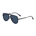 Occhiali da sole aviator neri classici con montatura in metallo e doppio ponte uomo - Nero Opaco/Lenti Grigie (C1)