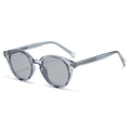 Occhiali da sole rotondi vintage con montura grigio-blu trasparente e lenti grigio chiaro - C3 Blu Chiaro Traslucido Grigio Chiaro