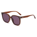Square polarized sunglasses with amber tortoiseshell frames and dark purple lenses - Caramel Frame Purple Lens (C3)
