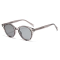 Retro round frame sunglasses in translucent grey acetate with dark tinted lenses - C4 Translucent Light Grey Double Grey