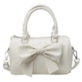 Sac à main blanc en similicuir avec grand nœud décoratif et bandoulière réglable - Blanc Cassé
