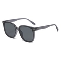 Square polarized sunglasses in translucent grey frame with metallic temple accents - Grey Frame Green-Grey Lenses (C9)