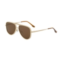 Occhiali da sole aviator dorati da uomo con lenti marroni scure e cerniere a molla - Oro Opaco/Aste Tartarugate/Lenti Tè (C3)