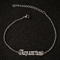 Vue détaillée du pendentif zodiaque Verseau en argent avec chaîne réglable et fermoir - Verseau / Argent