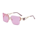 Frameless sunglasses with pink lenses and gold metal frames with geometric detail - Gold Light Pink (C8)