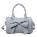 Sac Boston bleu clair avec nœud décoratif géant et bandoulière réglable chic - Bleu
