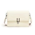 Sac bandoulière carré blanc cassé avec boucle argentée et large sangle à fleurs - Blanc