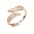 Rose gold wing-shaped adjustable ring with Always with you engraved on the inner band - Angel Wing Open Ring / Rose Gold Ring