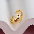 Minimalist double-layered open ring with 18K gold-plated heart-shaped hollow design - Adjustable Open / Gold