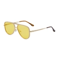 Lunettes de soleil aviateur classiques avec monture dorée et verres jaunes - Or Mat/Branches Écaille/Verres Jaunes Vision Nocturne (C6)