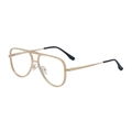 Lunettes d'aviateur classiques avec monture en métal doré et verres transparents - Or Mat/Verres Transparents Anti-lumière Bleue (C7)
